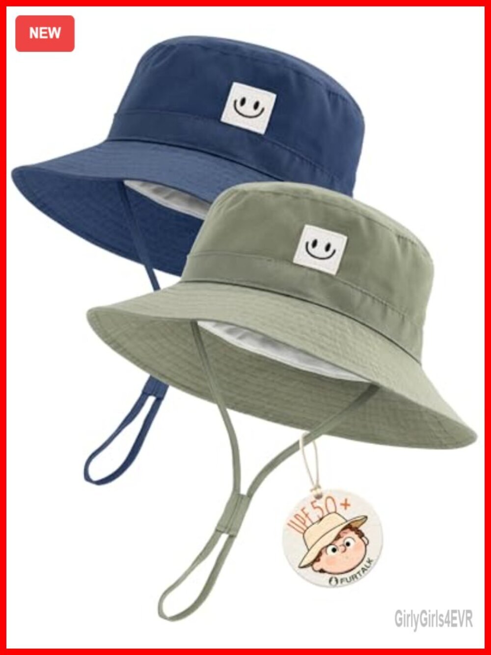 Baby Sun Hat UPF 50+ Toddler Bucket Hat Boys Girls 0-5Y Outdoor Smile Face